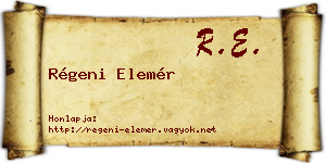 Régeni Elemér névjegykártya